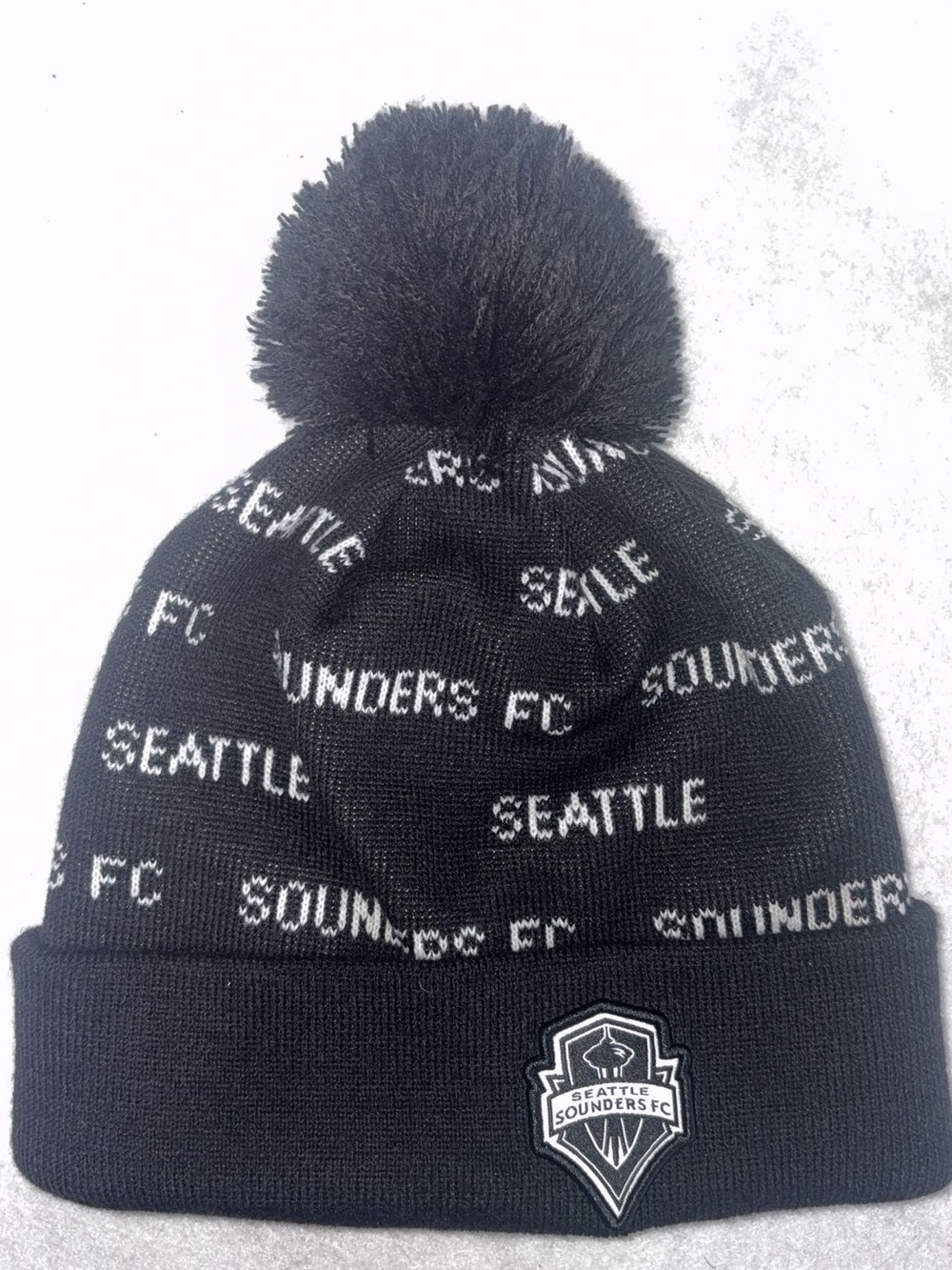Seattle Sounders FC Black Pom Knit Beanie